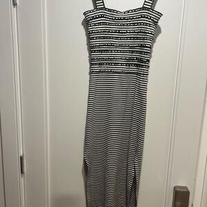 Derek Lam Black and White Striped Maxi Dress